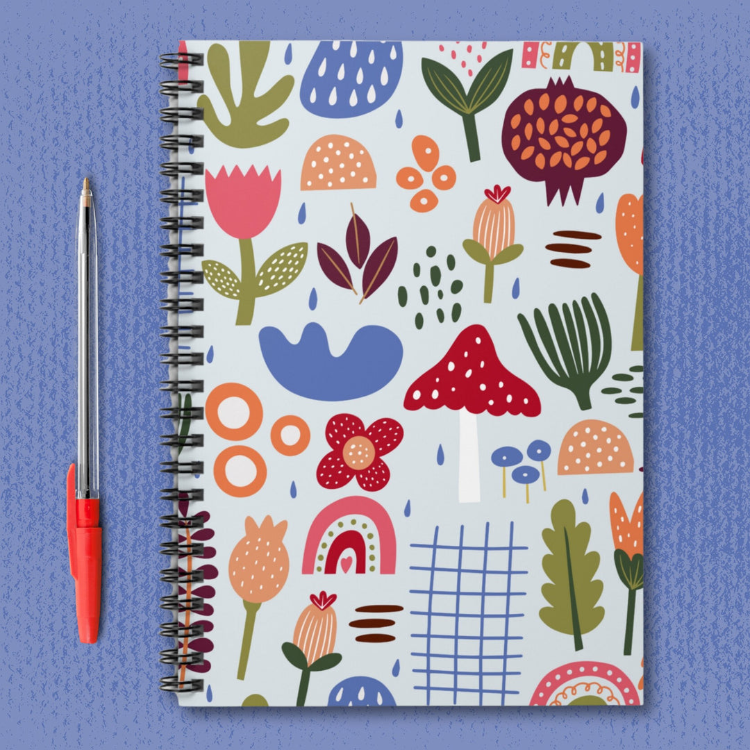 Whimsy Doodles Mushrooms & Flowers Spiral Notebook