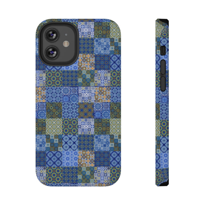 Blue Geometric Tiles Phone Case Idylissa