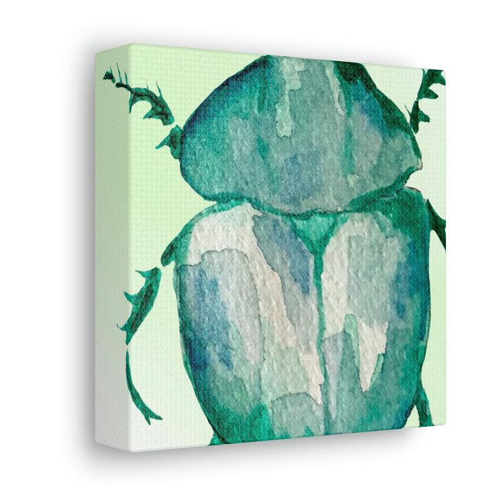 Green Beetle Mini Canvas Artwork-  6 inch Color Pop Series Idylissa
