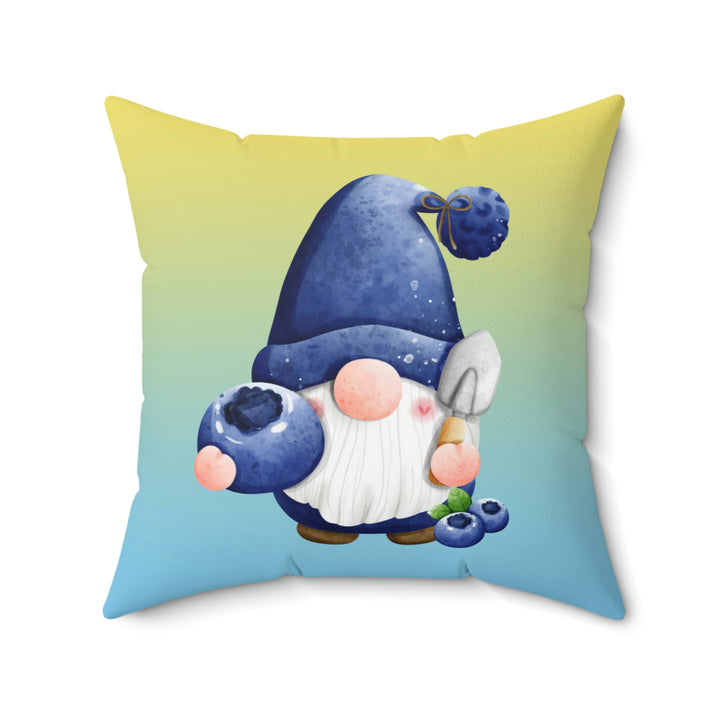 So Sweet Blueberry Gnome - Colorful Summer Throw Pillow Idylissa