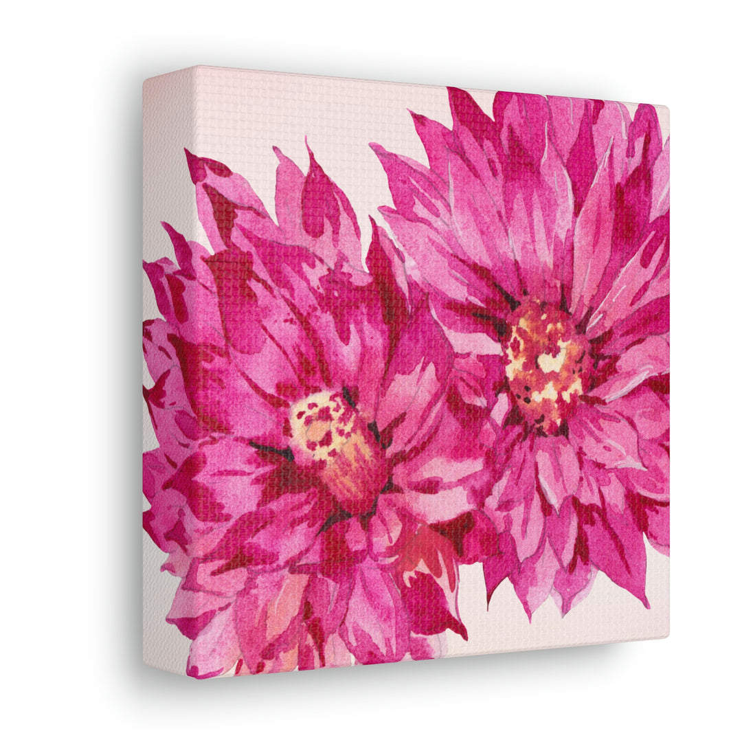 Hot Pink Flowers Mini Canvas Artwork - 6 inch Color Pop Series Idylissa